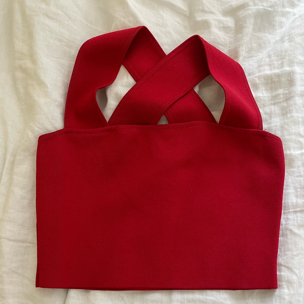 Aritzia Babaton Red Crop Top